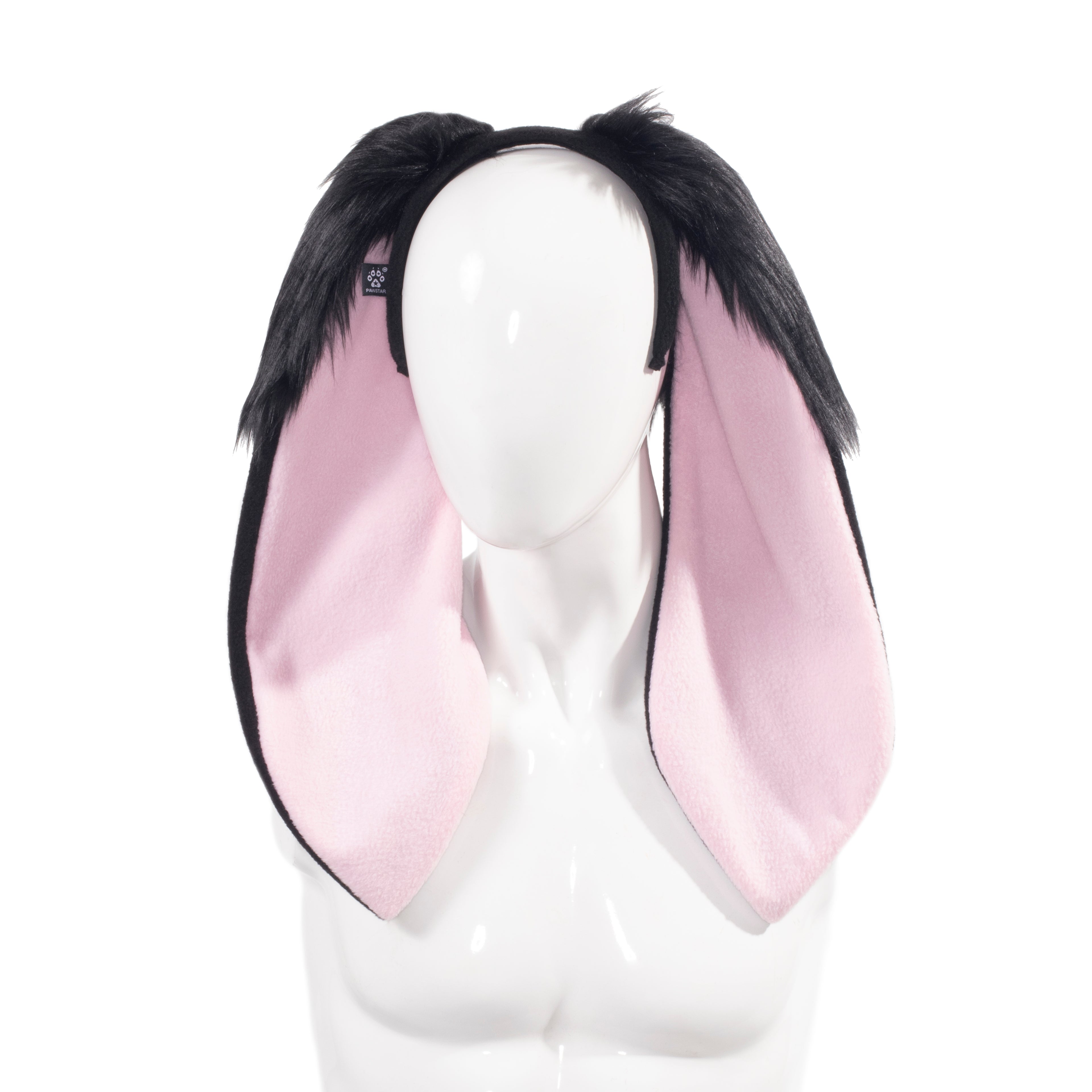 Black Pawstar Classic Floppy Bunny Ears Rabbit headband for costumes, cosplay, fursuit, fashion, therian judy hopps easter