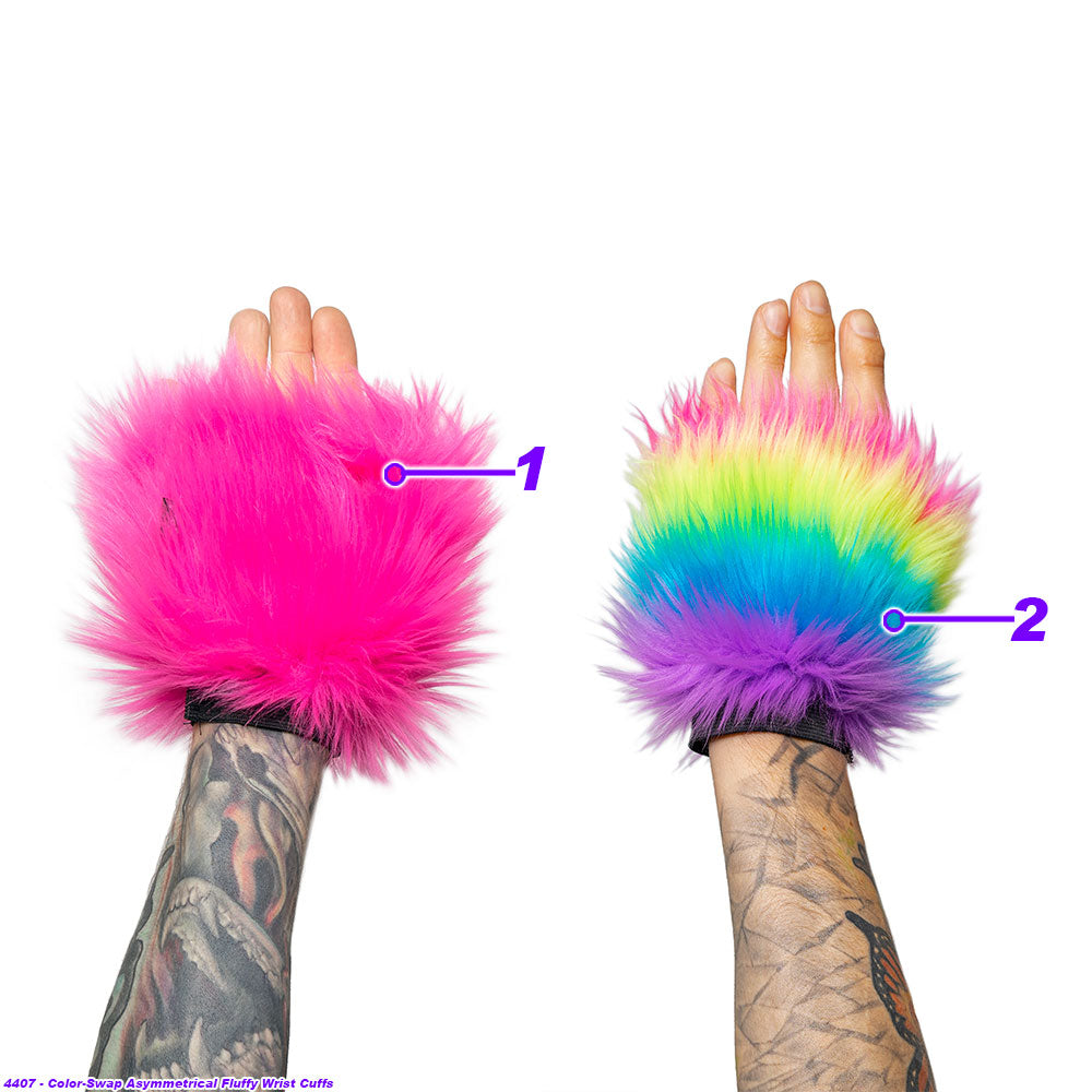 ☆ Color-Swap Asymmetrical Fluffy Wrist Cuffs