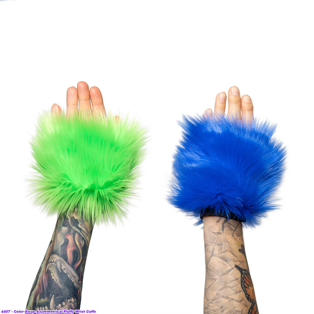 ☆ Color-Swap Asymmetrical Fluffy Wrist Cuffs