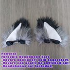 Gray Pawstar Fursonic Fox Headphone Ears - Fox ear headphone adapters for costumes, cosplay, fursuit, fashion, therian close up