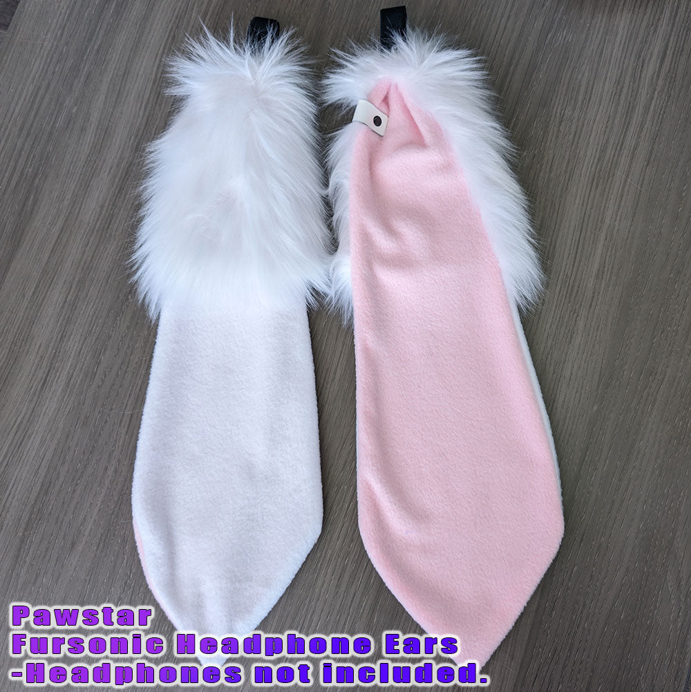 White Pawstar Fursonic Bunny Headphone Ears - bunny ear headphone adapters for costumes, cosplay, fursuit, fashion, therian alt view