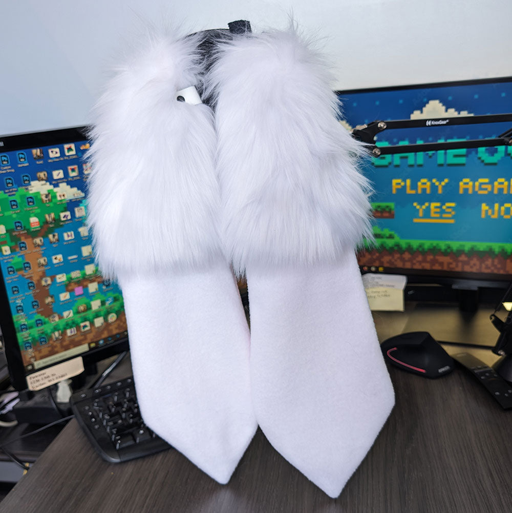White Pawstar Fursonic Bunny Headphone Ears - bunny ear headphone adapters for costumes, cosplay, fursuit, fashion, therian back