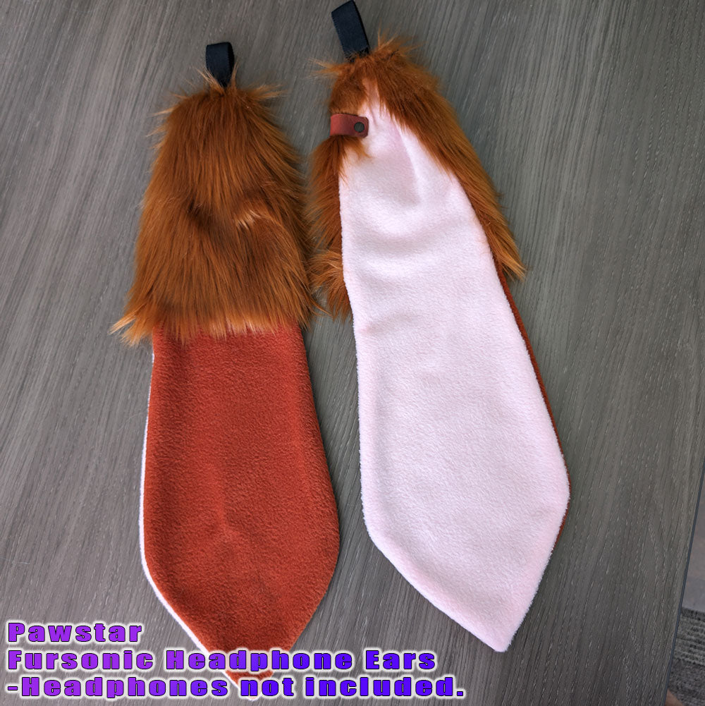 Rust Pawstar Fursonic Bunny Headphone Ears - bunny ear headphone adapters for costumes, cosplay, fursuit, fashion, therian alt view