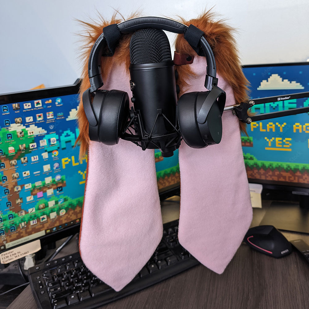 Rust Pawstar Fursonic Bunny Headphone Ears - bunny ear headphone adapters for costumes, cosplay, fursuit, fashion, therian