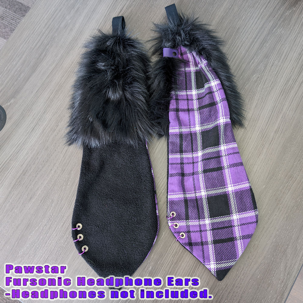 Purple Fursonic Pin Punx Bunny Headphone Ears - bunny ear headphone adapter for costumes, cosplay, fursuit, fashion, therian, streaming back