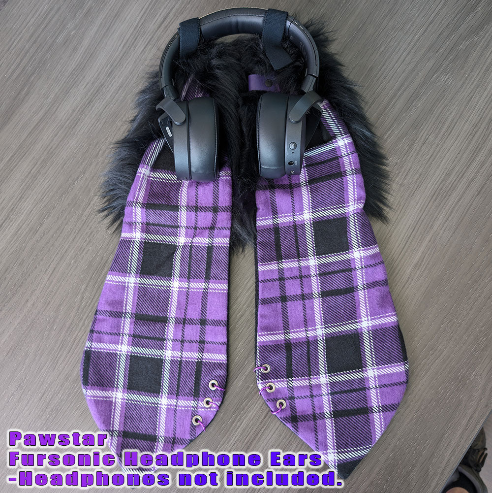 Purple Fursonic Pin Punx Bunny Headphone Ears - bunny ear headphone adapter for costumes, cosplay, fursuit, fashion, therian, streaming alt