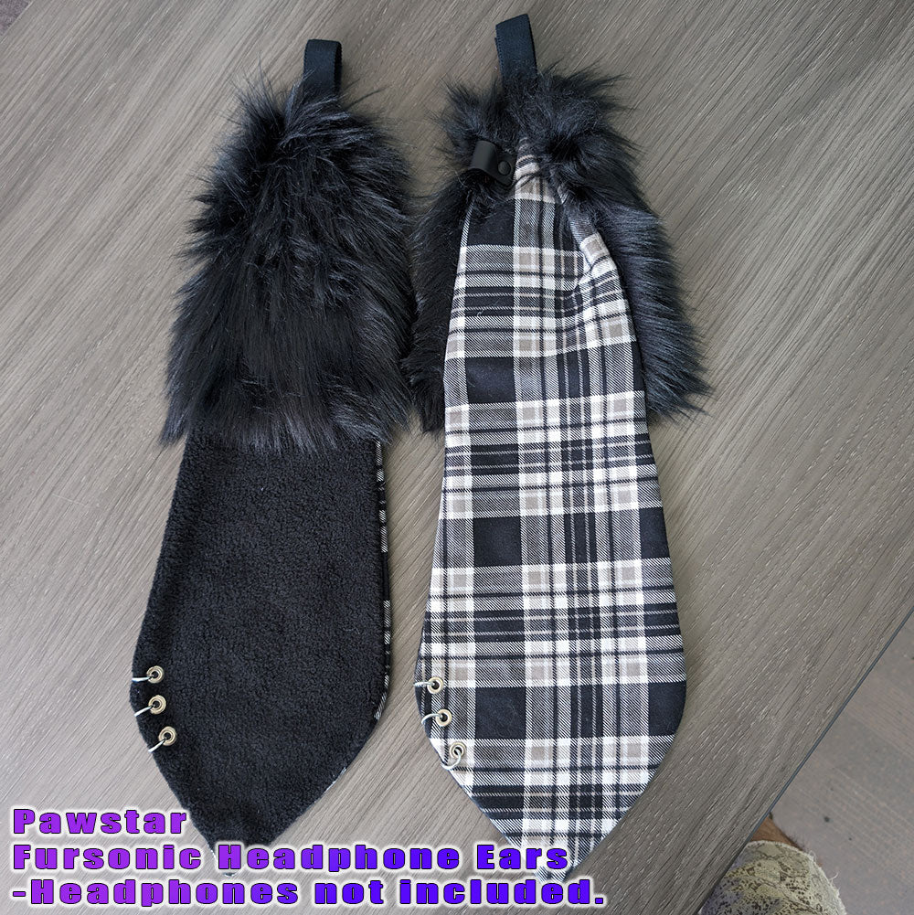 White Fursonic Pin Punx Bunny Headphone Ears - bunny ear headphone adapter for costumes, cosplay, fursuit, fashion, therian, streaming back