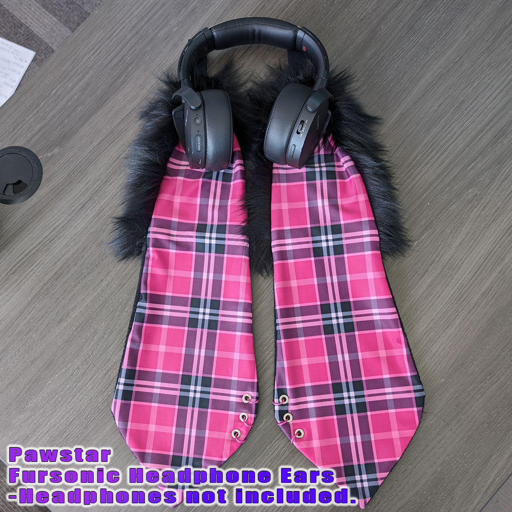 Pink Fursonic Pin Punx Bunny Headphone Ears - bunny ear headphone adapter for costumes, cosplay, fursuit, fashion, therian, streaming