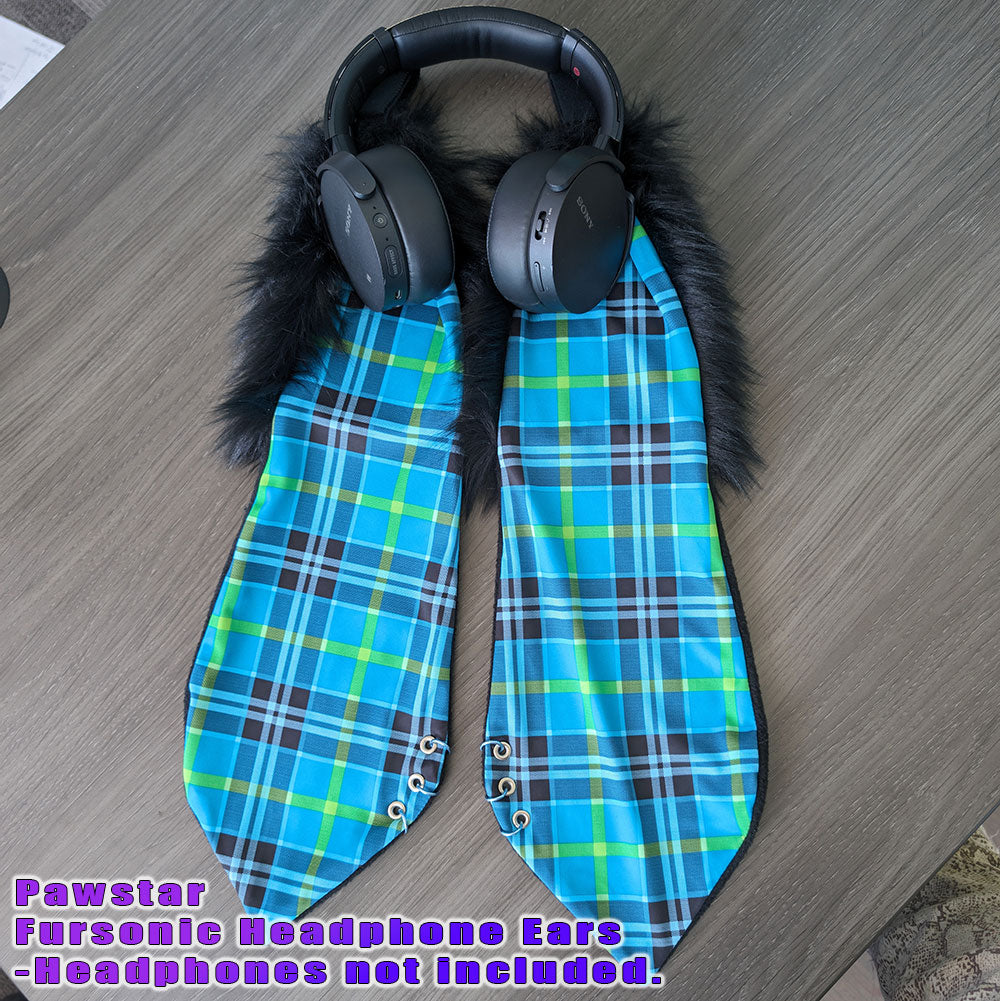 Turquoise Fursonic Pin Punx Bunny Headphone Ears - bunny ear headphone adapter for costumes, cosplay, fursuit, fashion, therian, streaming