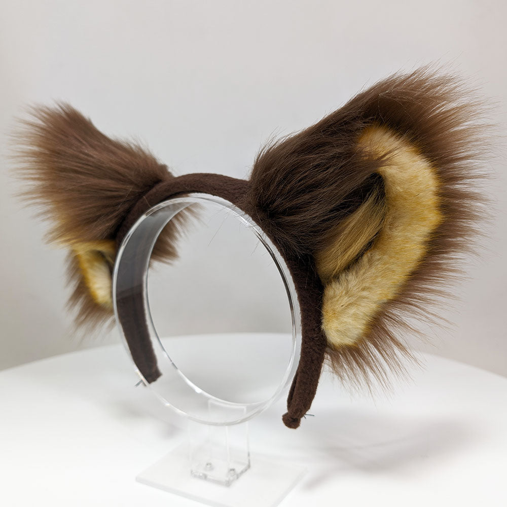 Tanuki Raccoon Ear Headband  for costumes, cosplay, fursuit, fashion, therian alt view