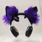 Purple Fursonic Mew 2-tone Headphone Ear Sleeves -  cat ear headphone adapters for costumes, cosplay, fursuit, fashion, therian