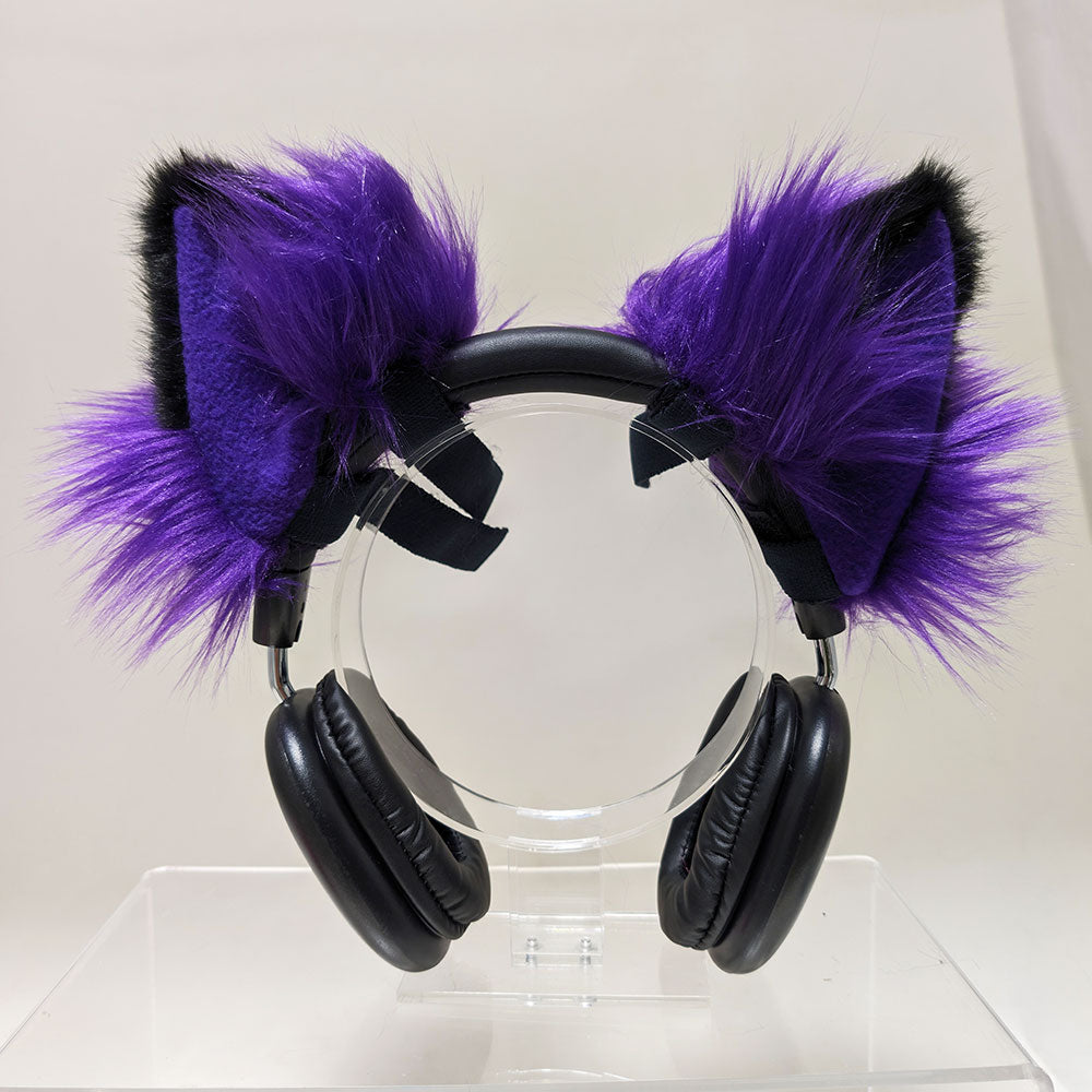Purple Fursonic Mew 2-tone Headphone Ear Sleeves -  cat ear headphone adapters for costumes, cosplay, fursuit, fashion, therian