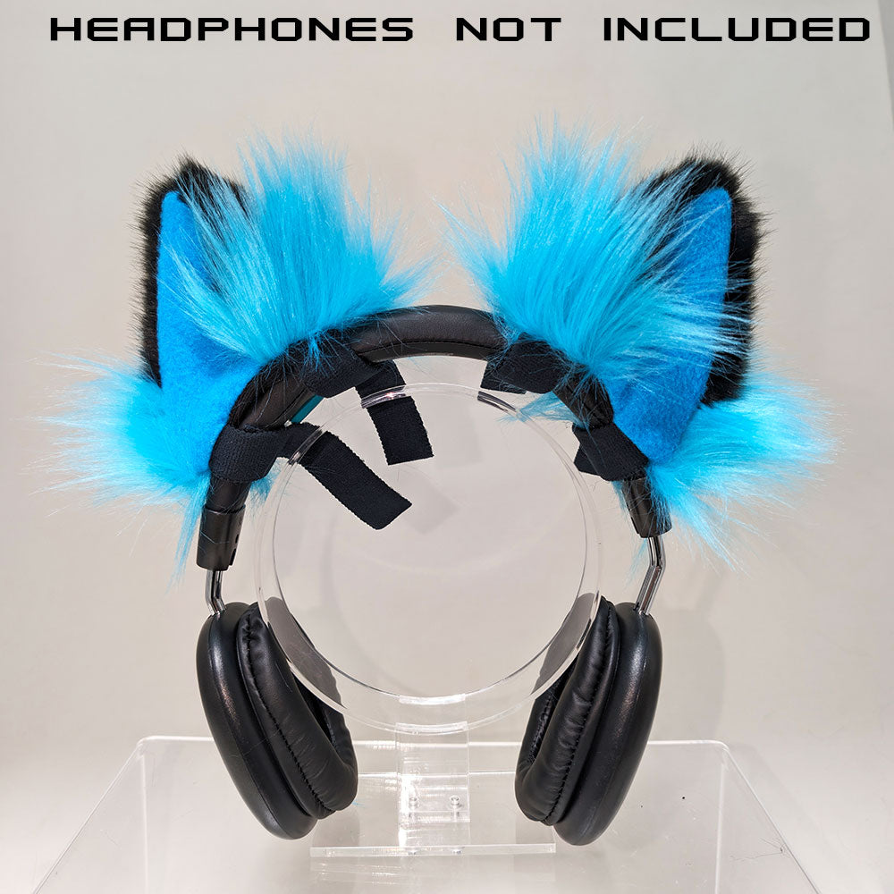 Blue Fursonic Mew 2-tone Headphone Ear Sleeves -  cat ear headphone adapters for costumes, cosplay, fursuit, fashion, therian alt