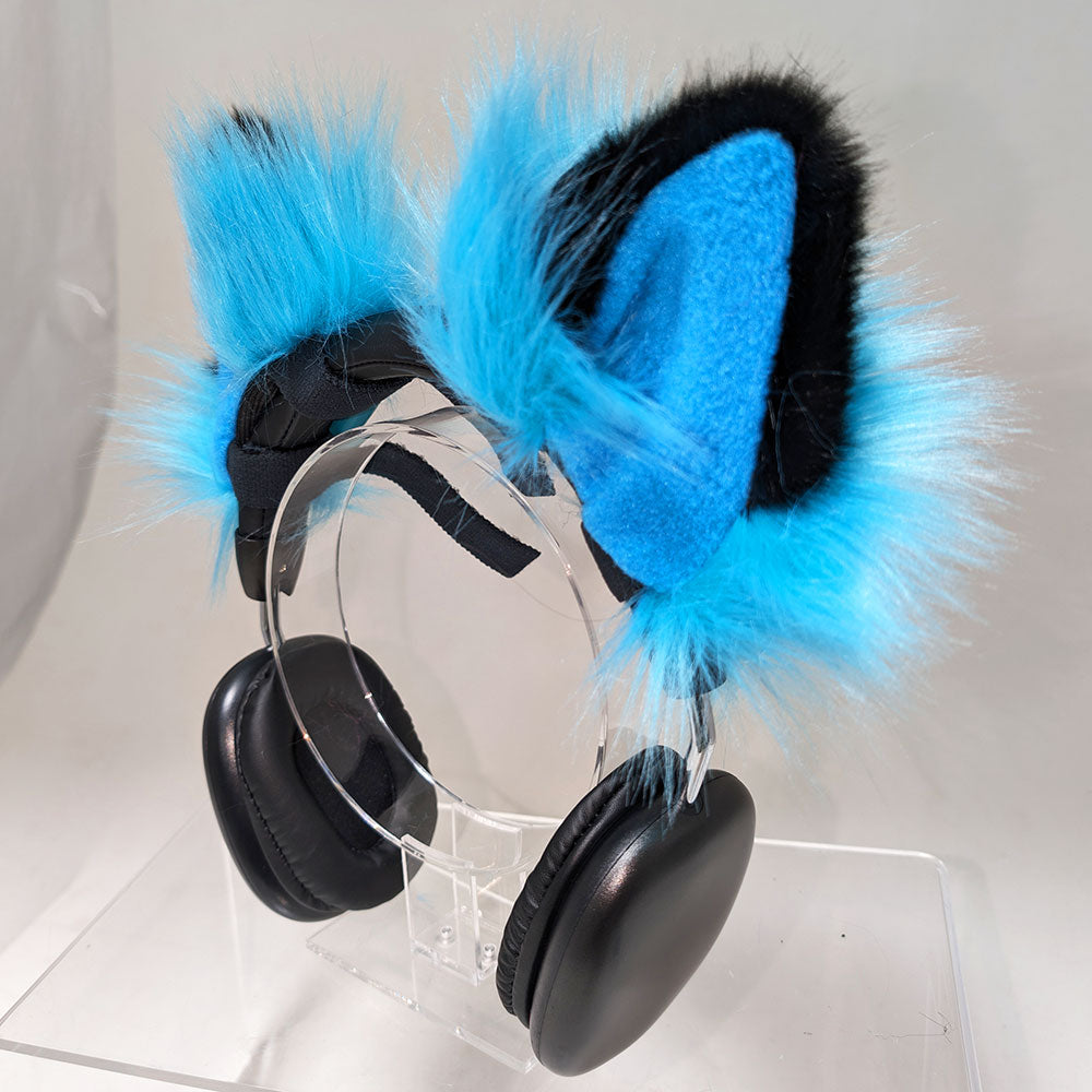 Blue Fursonic Mew 2-tone Headphone Ear Sleeves -  cat ear headphone adapters for costumes, cosplay, fursuit, fashion, therian