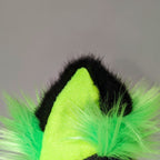 Lime Green Fursonic Mew 2-tone Headphone Ear Sleeves -  cat ear headphone adapters for costumes, cosplay, fursuit, fashion, therian
