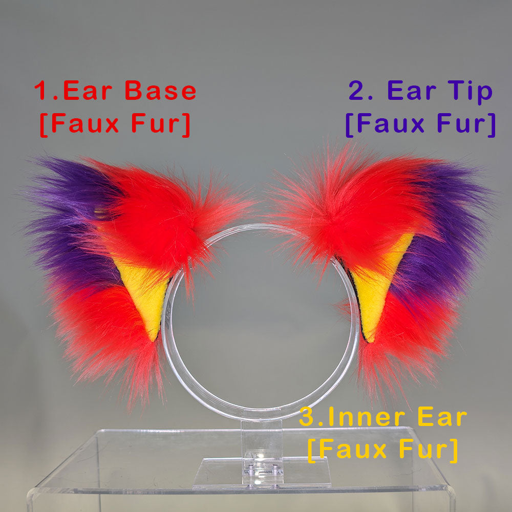  Color-Swap Clip In Fox Ears- fox ear headband for costumes, cosplay, fursuit, fashion, therian
