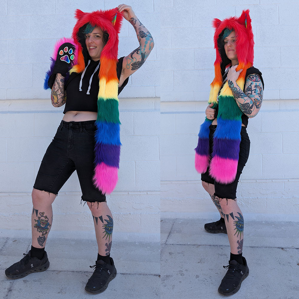 Pawstar rainbow lbtq gay queer pride festival hood hat