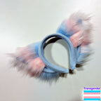 Transgender Pawstar Pride Theme Ear Headband - animal ear headband for costumes, cosplay, fursuit, fashion, therian, pride month, lgbt