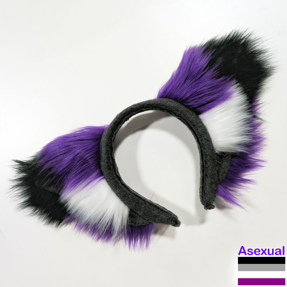Asexual Pawstar Pride Theme Ear Headband - animal ear headband for costumes, cosplay, fursuit, fashion, therian, pride month, lgbt