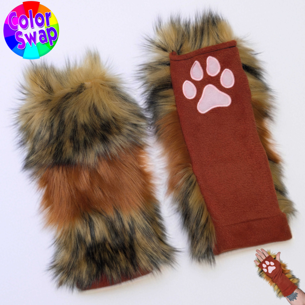 ☆ Color-Swap Stripey Paw Warmers