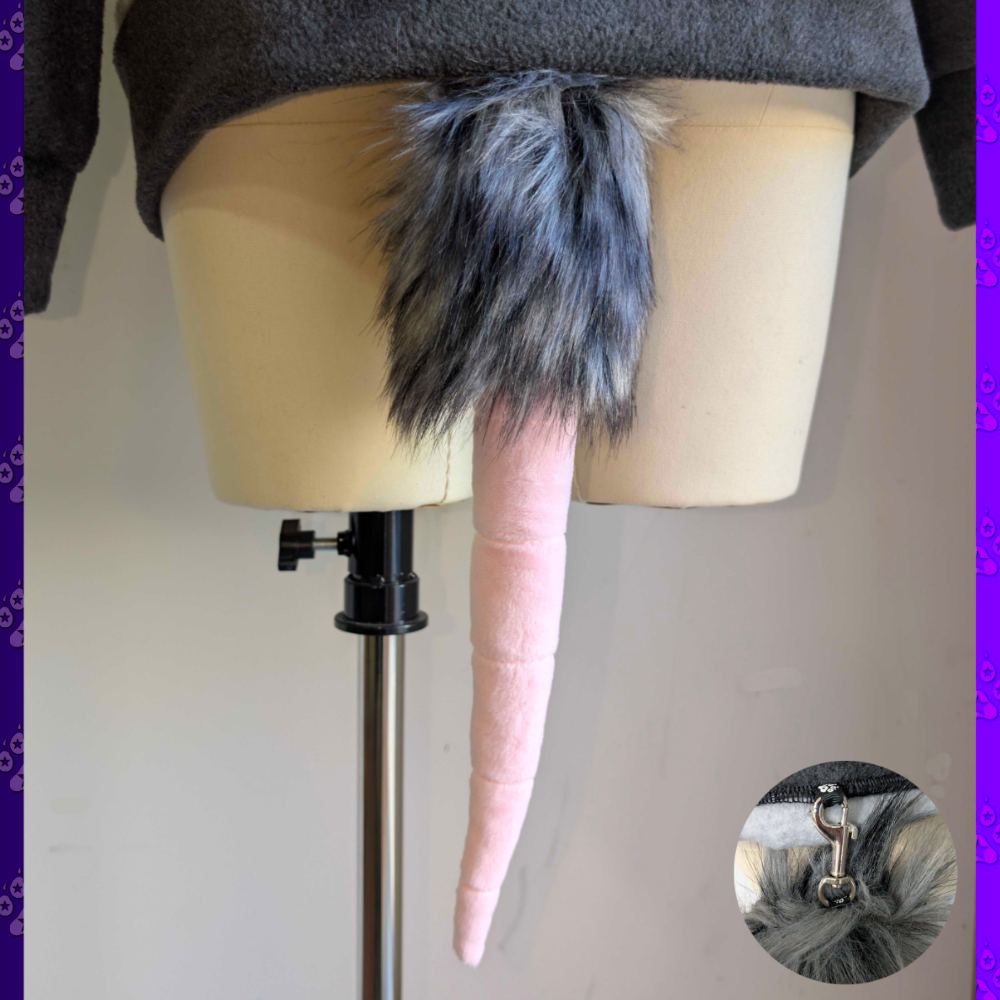 Pawstar opossum possum furry hoodie with clip on tail