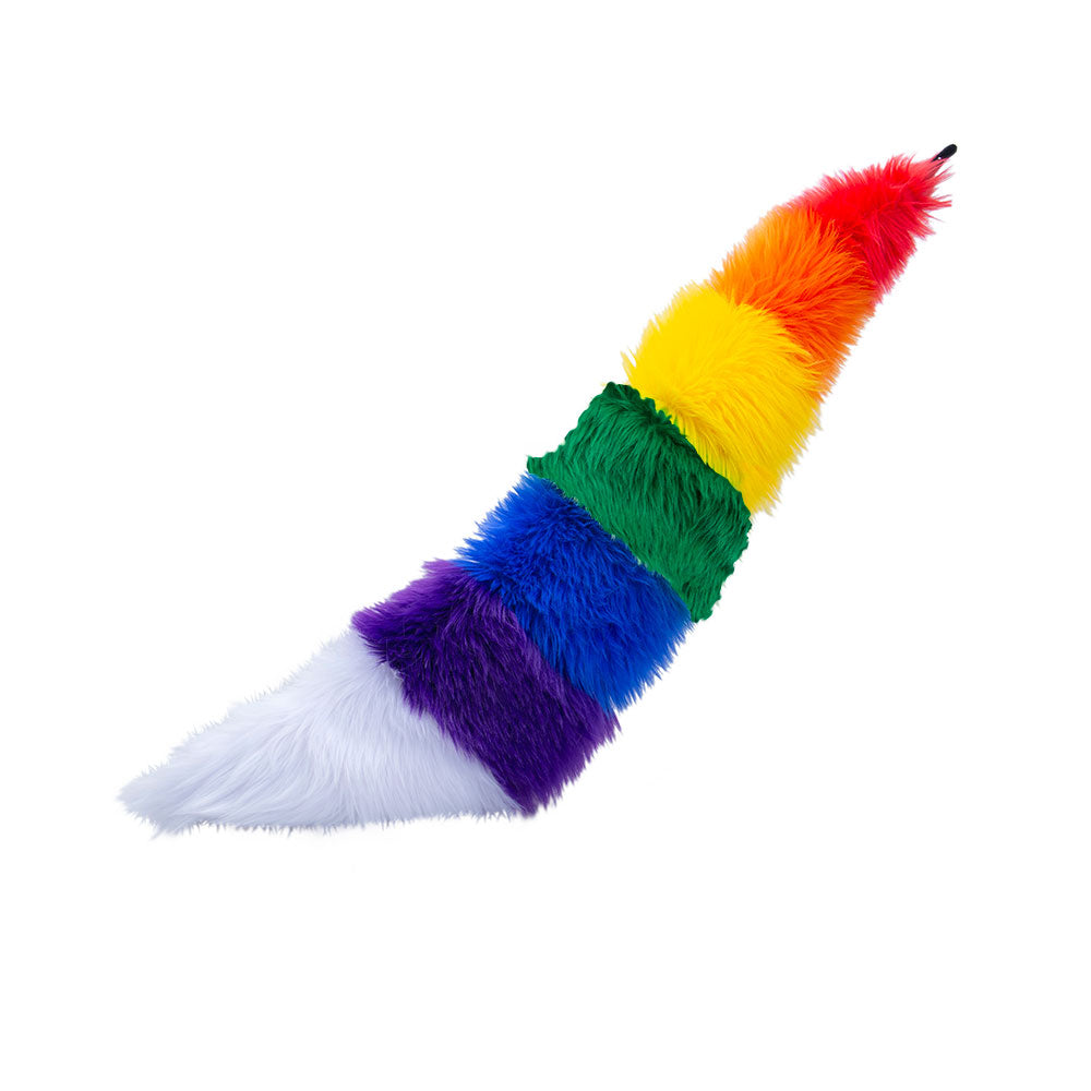 Full Rainbow Stripe Fox Tail