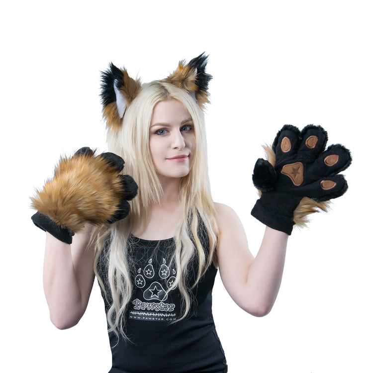 Pepper Fox Fur PawMitts - Pawstar Pawstar PawMitts cosplay, costume, furry, hand paws, paw, PawMitts, ship-15, ship-30day