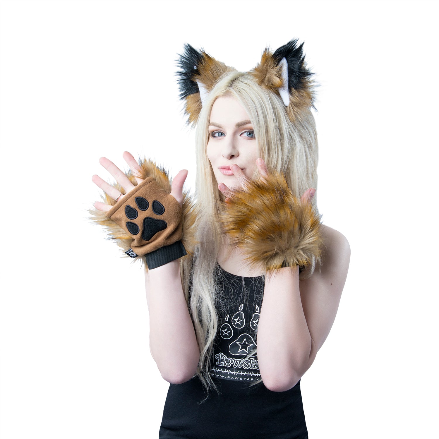 Pepper Fox Fur Pawlets - Pawstar Pawstar Pawlets cosplay, costume, furry, hand paws, paw, ship-15, ship-30day