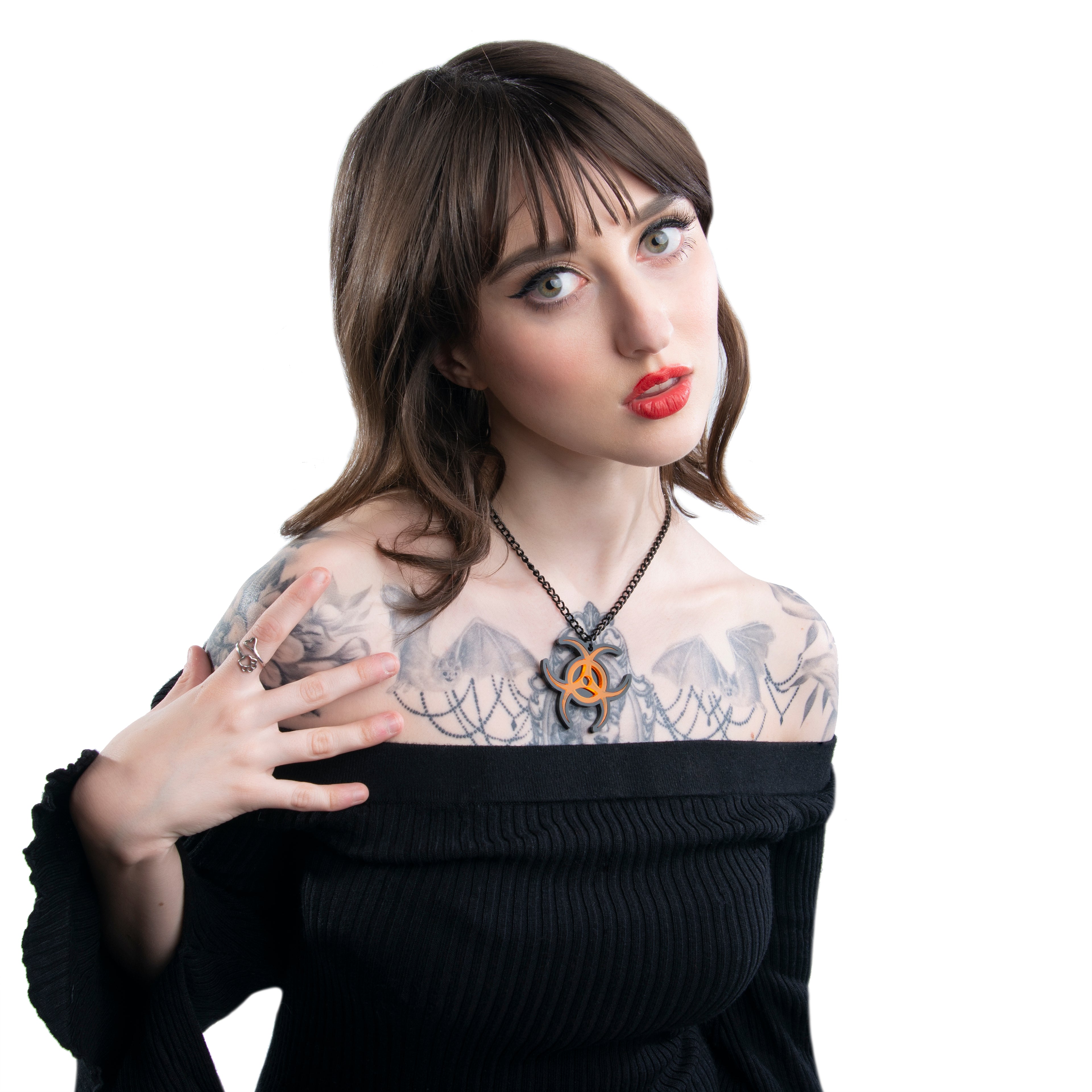 Biohazard Bit Necklace DSFusion Dark Star Fusion Pawstar goth pastel kawaii lolita harajuku fashion cybergoth punk cyberpunk rave raver festival dog fashion for furry furries