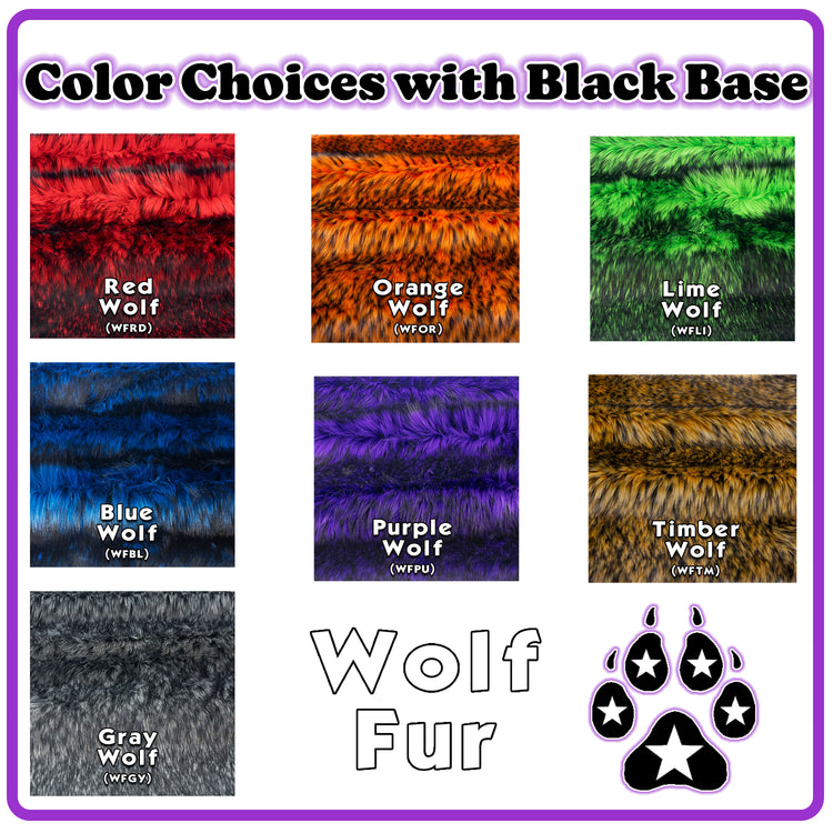 swatch page for Pawstar faux fur fashion vest. For halloween costume and furry cosplay.