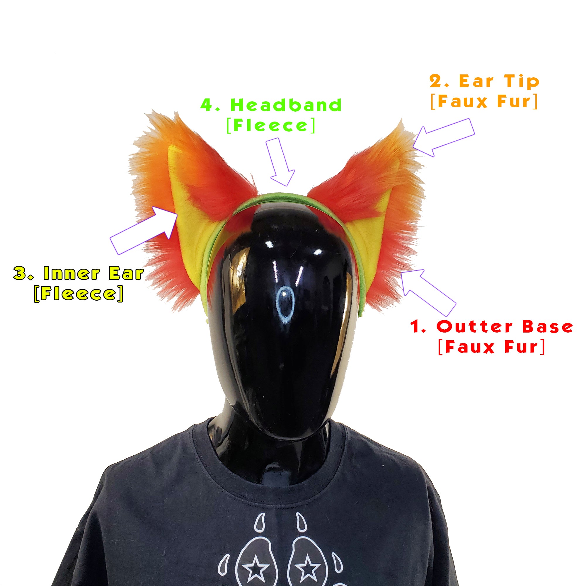 ★ CUSTOM Fox Yip Ear Headband - Pawstar Pawstar Ear Headband canine, cosplay, costume, custom, ear, fox, furry, orange