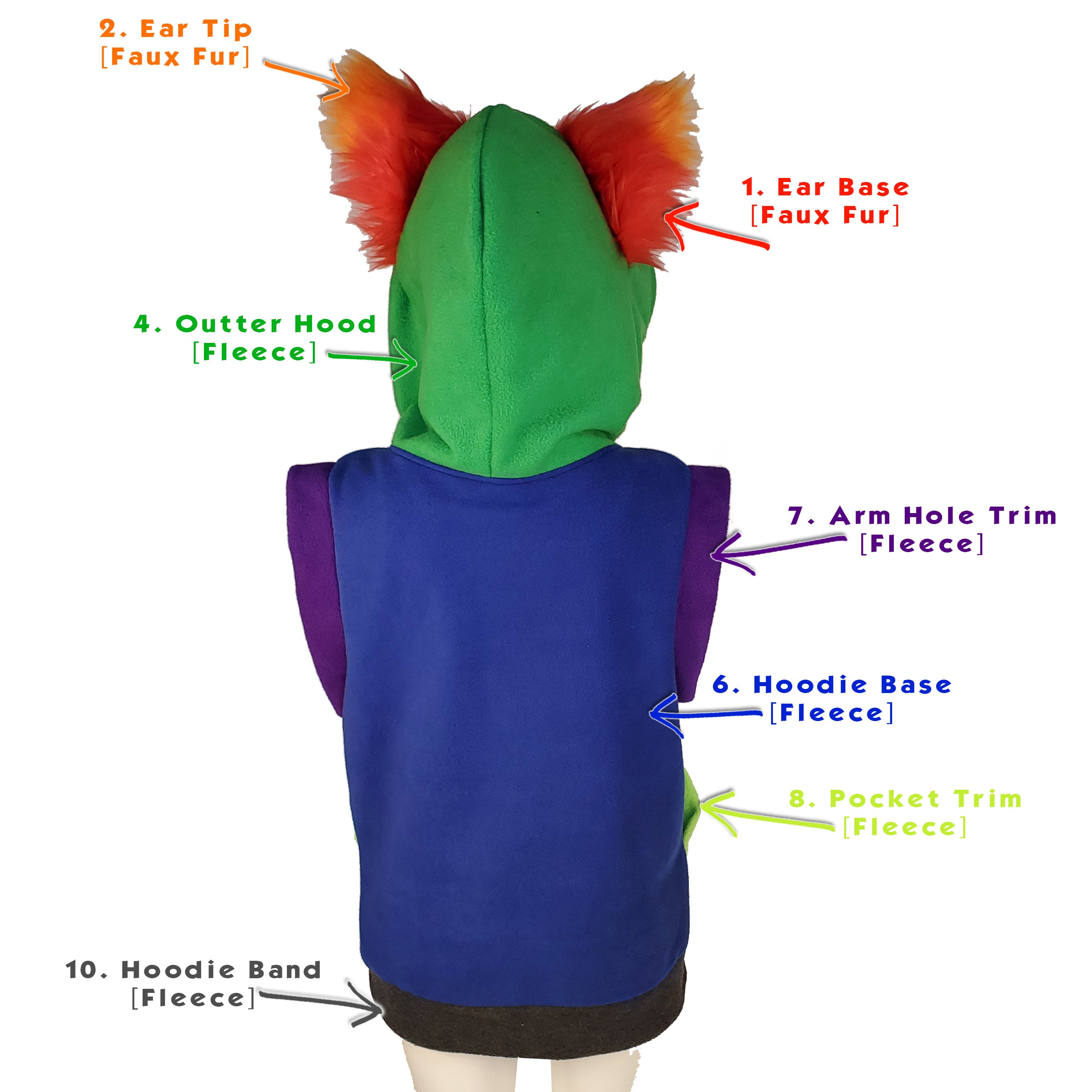 Color Swap Fox Yip Sleeveless Hoodie Pawstar