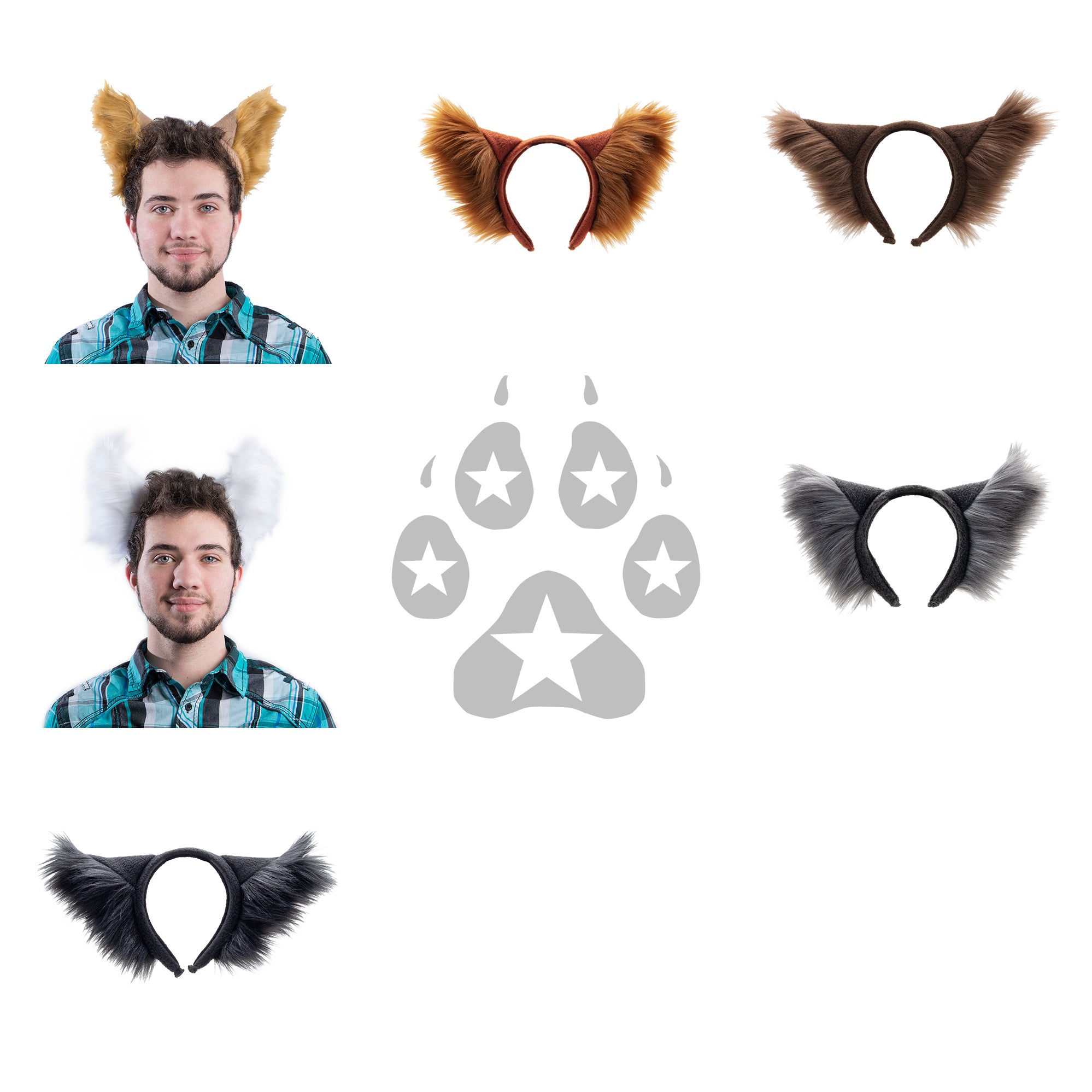 Color Selection Pawstar Wolfy Howl Ear Headband - wolf ear headband for costumes, cosplay, fursuit, fashion, therian