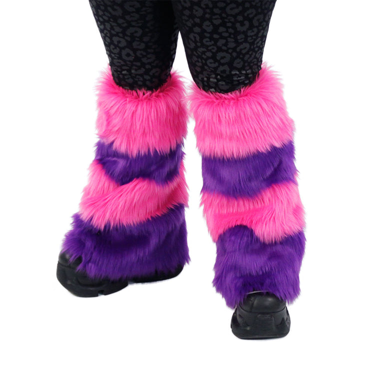 Cheshire cat fluffy leg warmers. Great for halloween costume and furry cosplay.