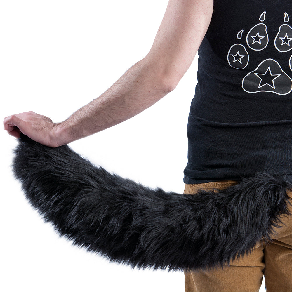 black Pawstar Full Wolf Tail furry partial fursuit halloween costume cosplay accessory