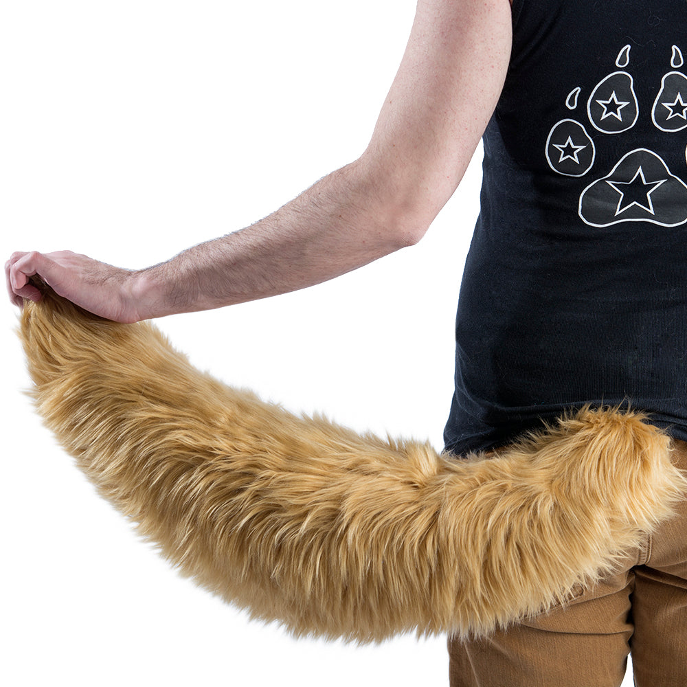butterscotch tan brown Pawstar Full Wolf Tail furry partial fursuit halloween costume cosplay accessory