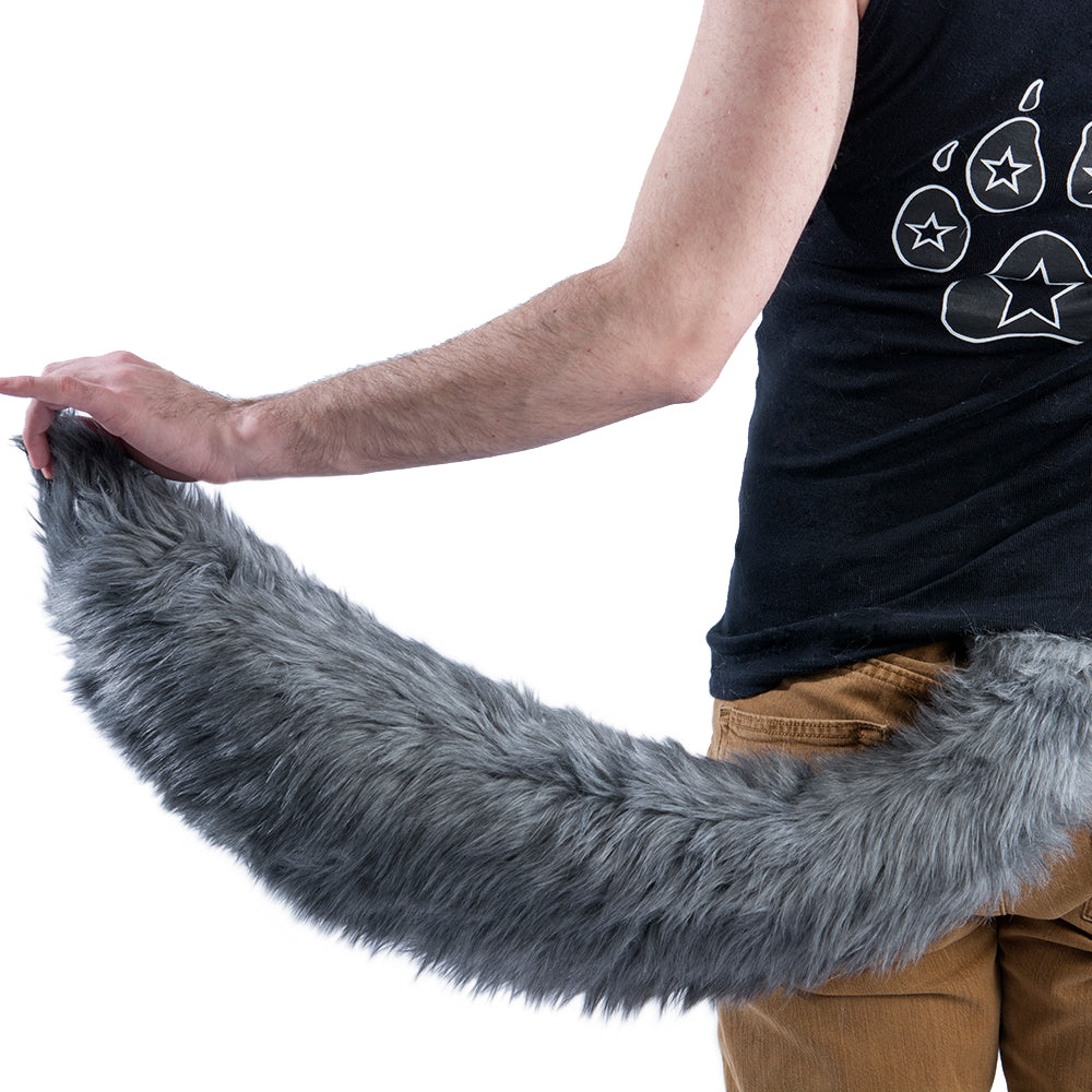 gray grey Pawstar Full Wolf Tail furry partial fursuit halloween costume cosplay accessory