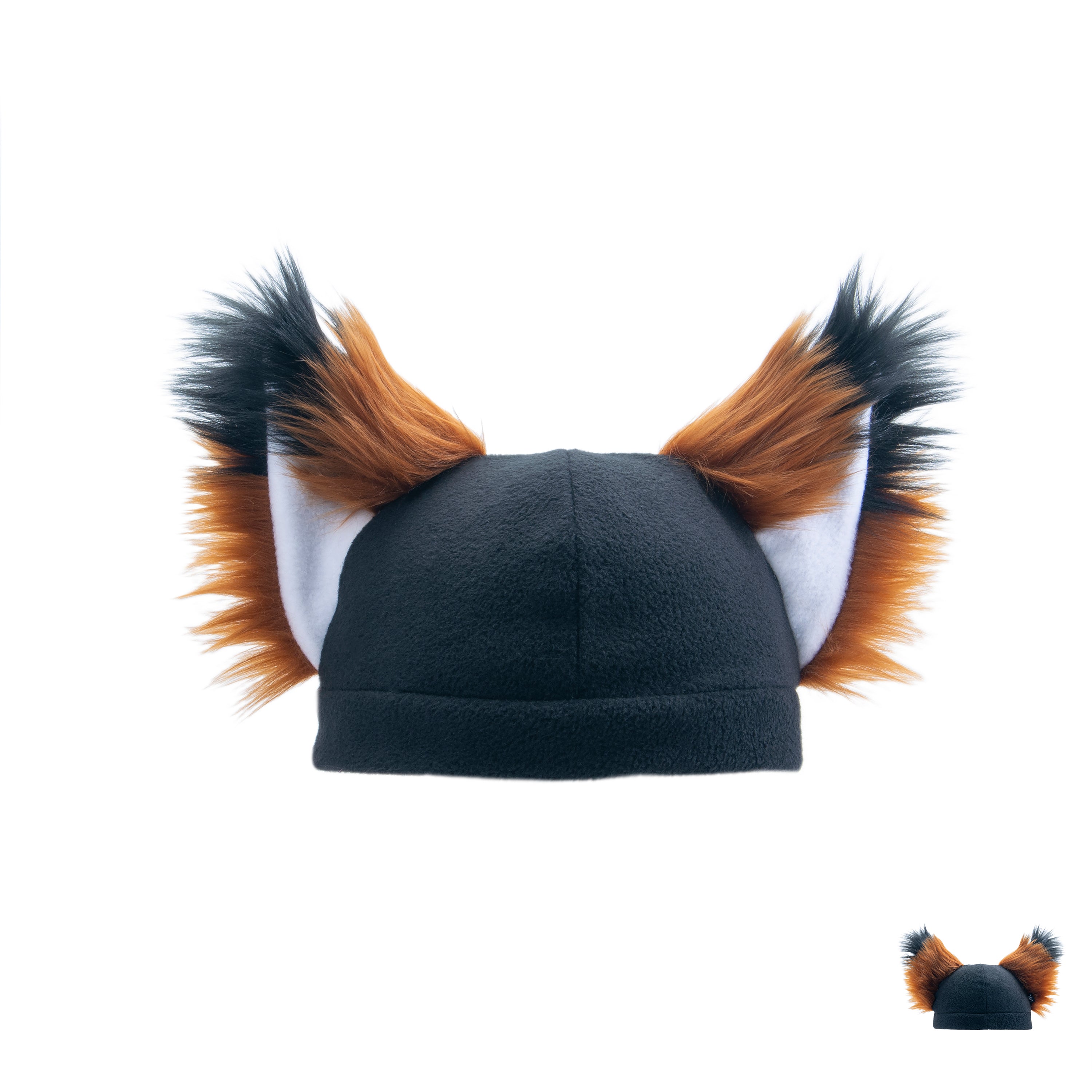 Pawstar Fox Yip Hat fleece and faux fur fox canine wold cap for furries partial fursuit halloween costume and cosplay brown
