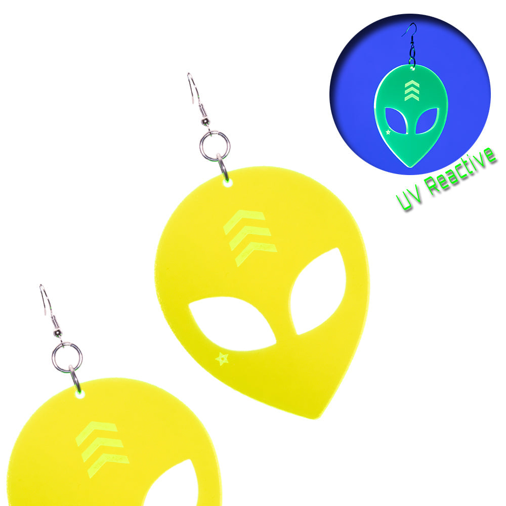 BIG Alien Head Earrings - Pawstar dsfusion Earrings Cutebits, cyber, festival, rave, ship-15, ship-15day