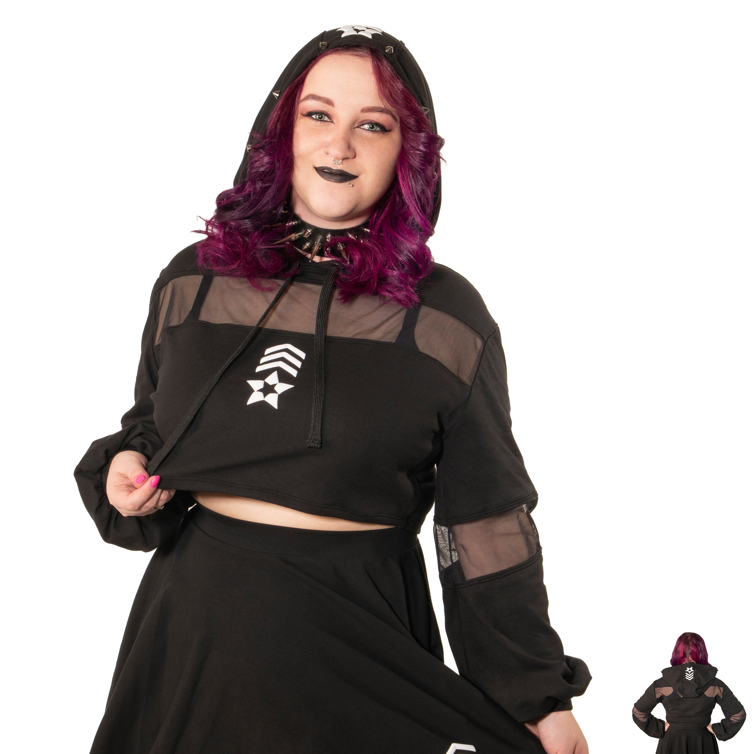 S.I. Spiked Crop Hoodie - Pawstar dsfusion Shrug goth, outerwear, sale, ship-15, ship-30day, tops