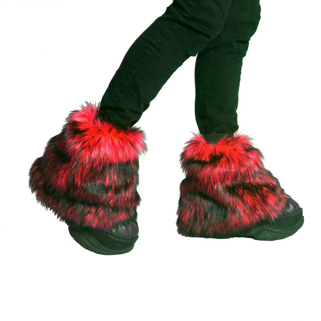 red Pawstar pony puff leg warmer fluffy fluffies. Great for halloween costume and furry cosplay.