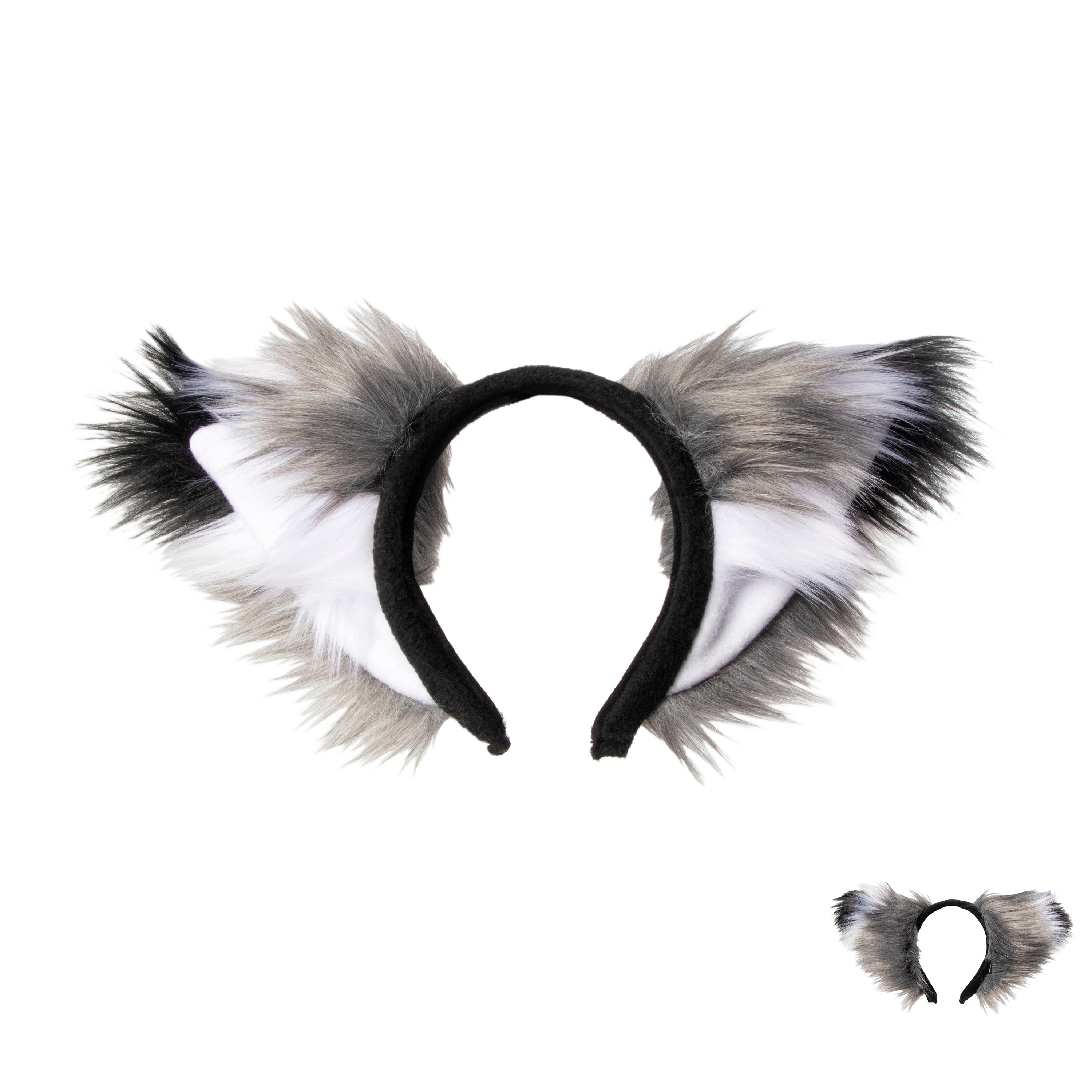 Pawstar Grey Gray fox ears headband for costumes, cosplay, fursuit, fashion, therian. Made in the USA since 2003.