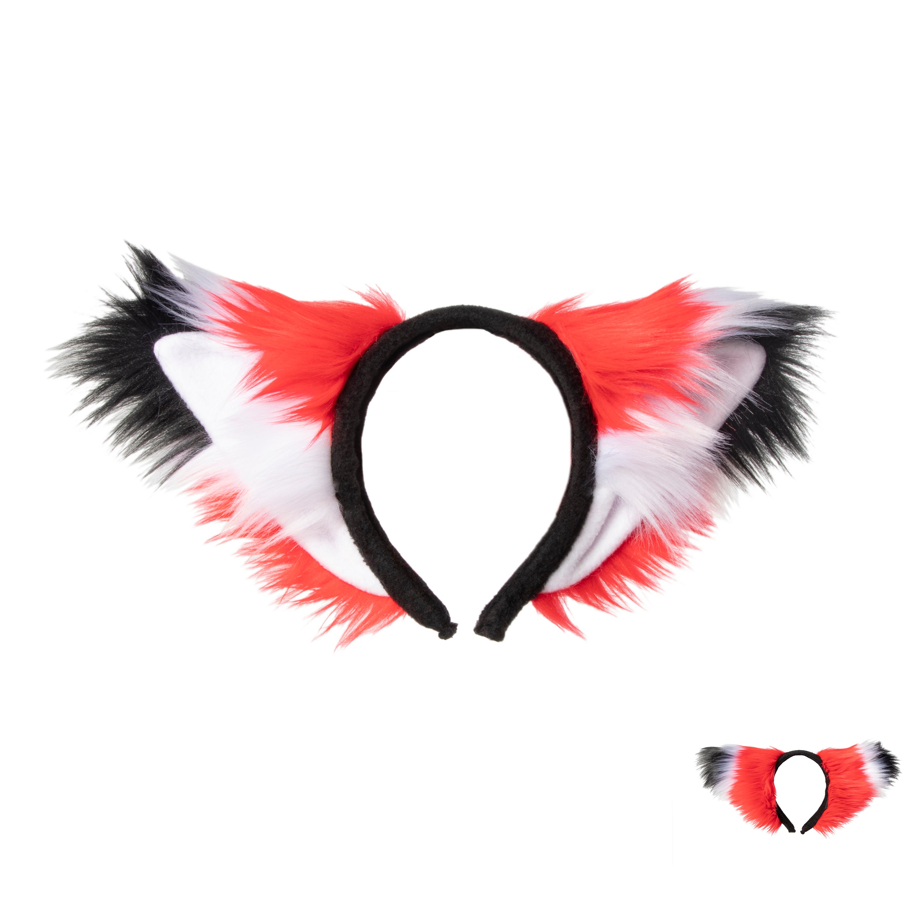 Pawstar Red fox ears headband for costumes, cosplay, fursuit, fashion, therian. Made in the USA since 2003.
