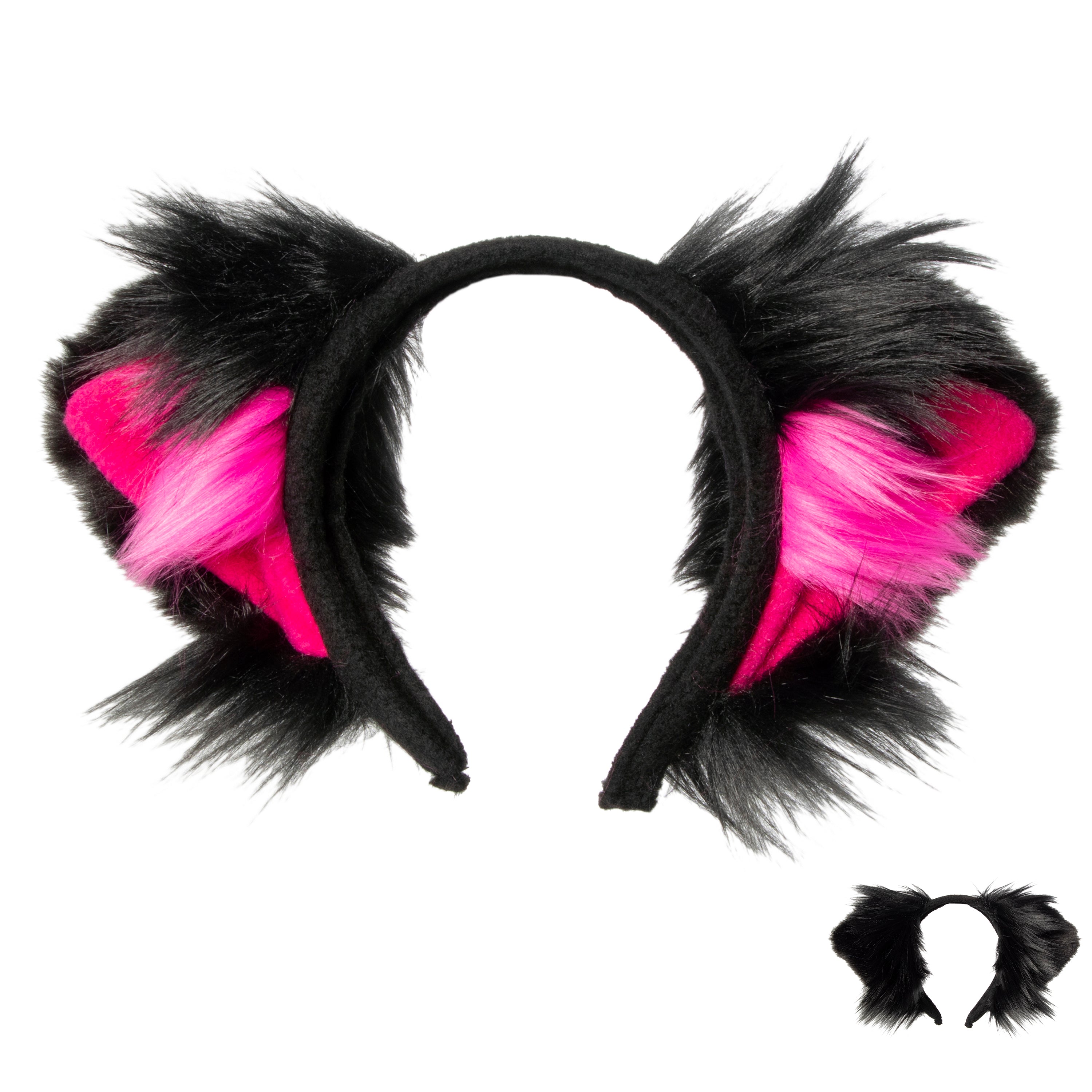 Hot Pink Pawstar Kitty Ear+ Headband -  cat ear headband for costumes, cosplay, fursuit, fashion, therian