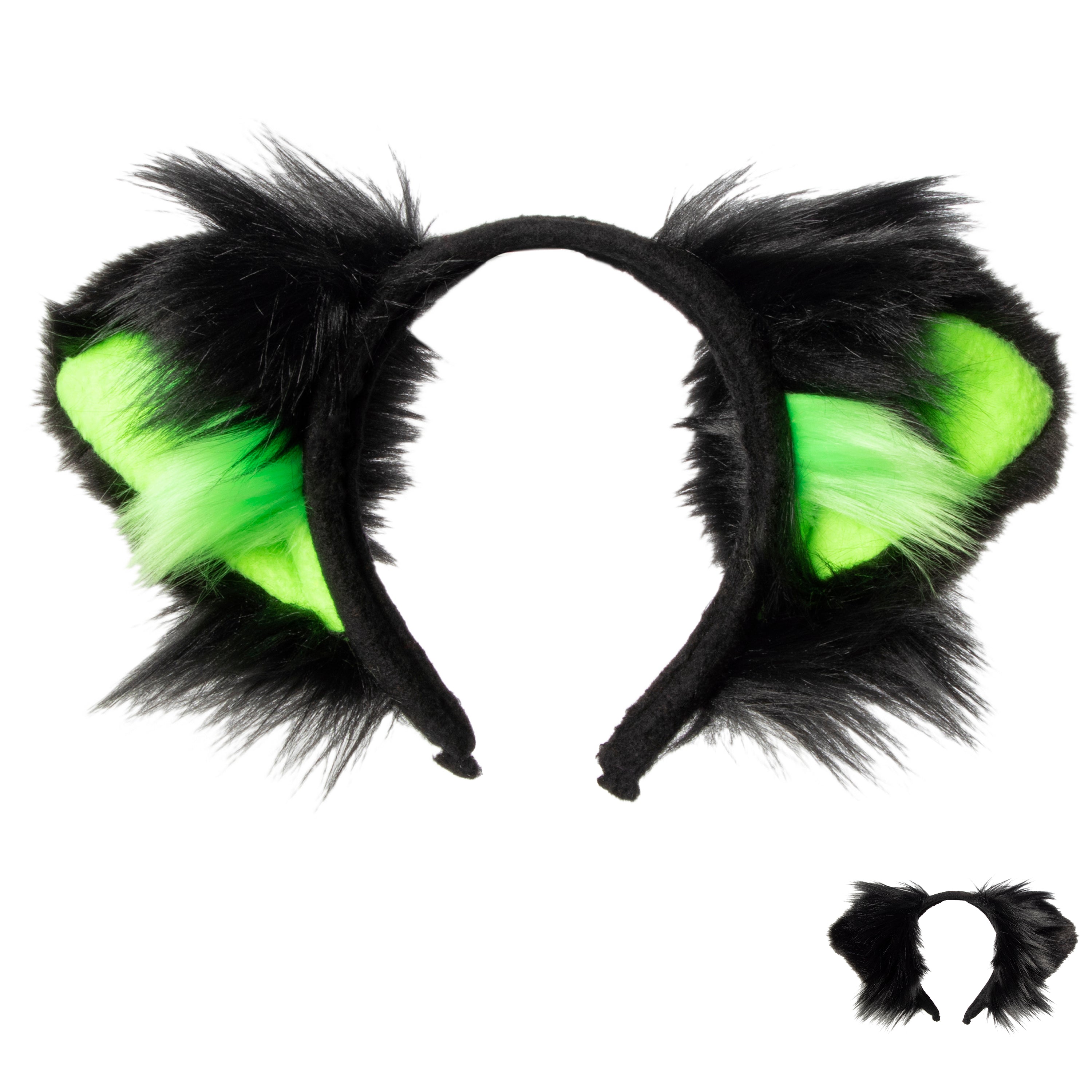Lime Pawstar Kitty Ear+ Headband -  cat ear headband for costumes, cosplay, fursuit, fashion, therian