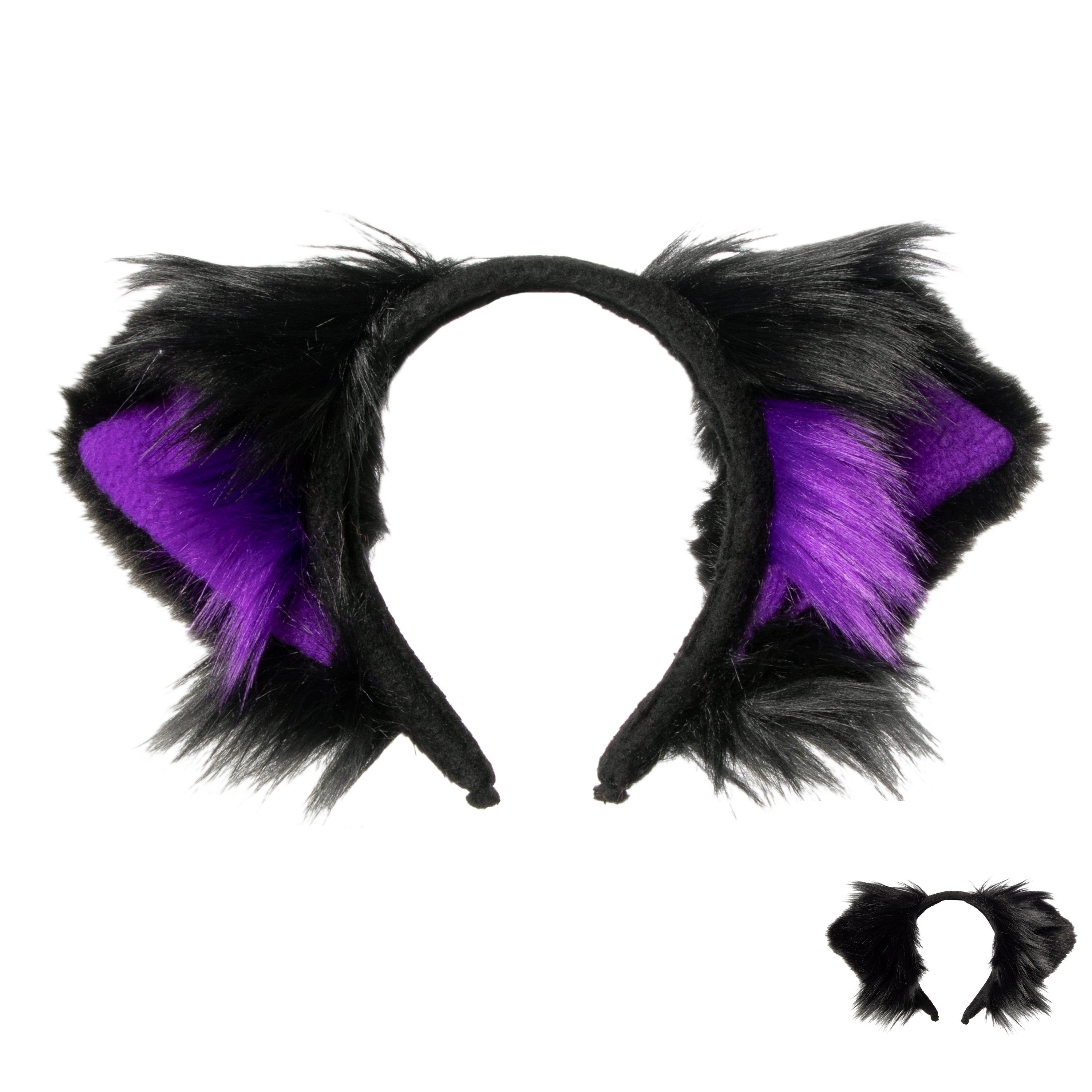 Purple Pawstar Kitty Ear+ Headband -  cat ear headband for costumes, cosplay, fursuit, fashion, therian