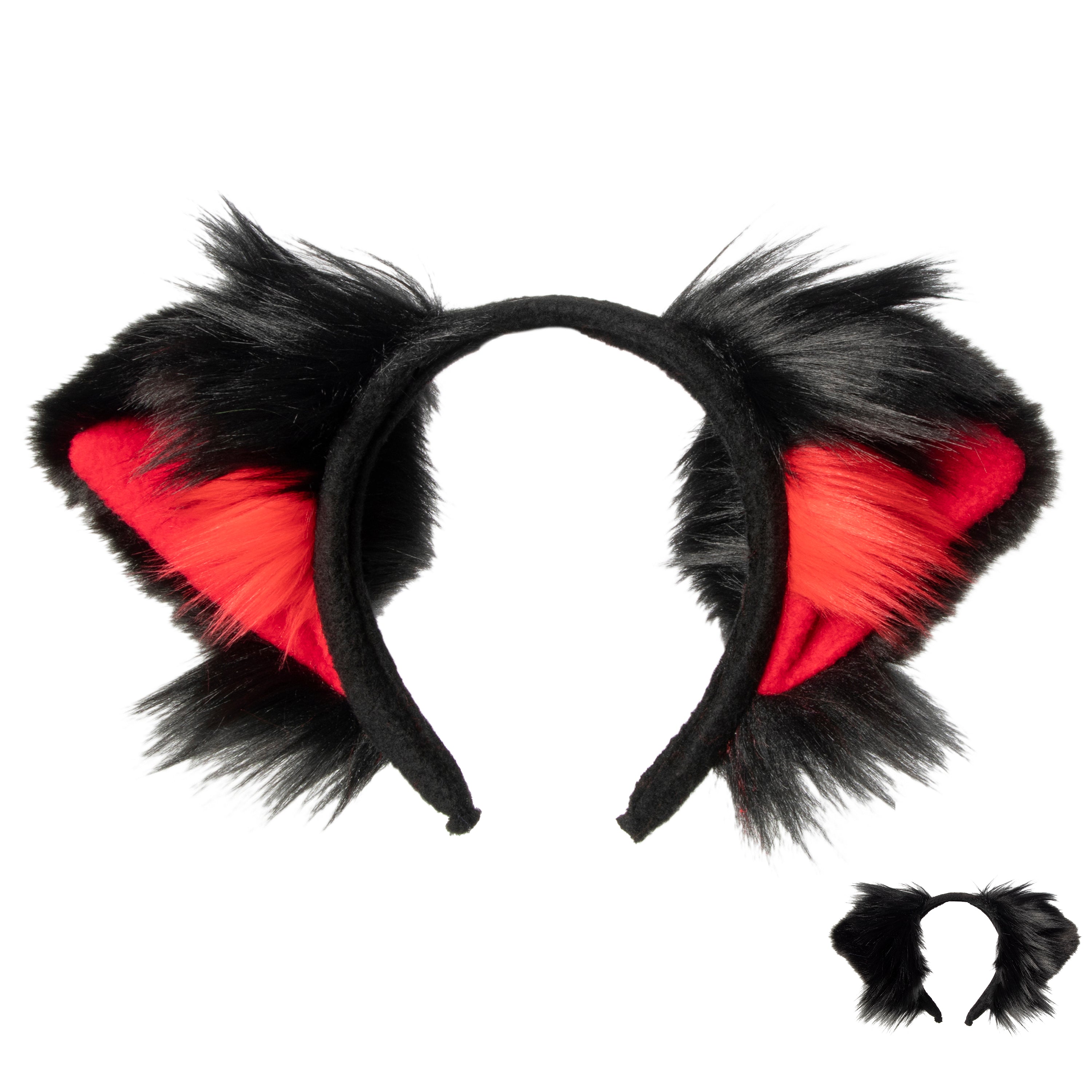 Red Pawstar Kitty Ear+ Headband -  cat ear headband for costumes, cosplay, fursuit, fashion, therian