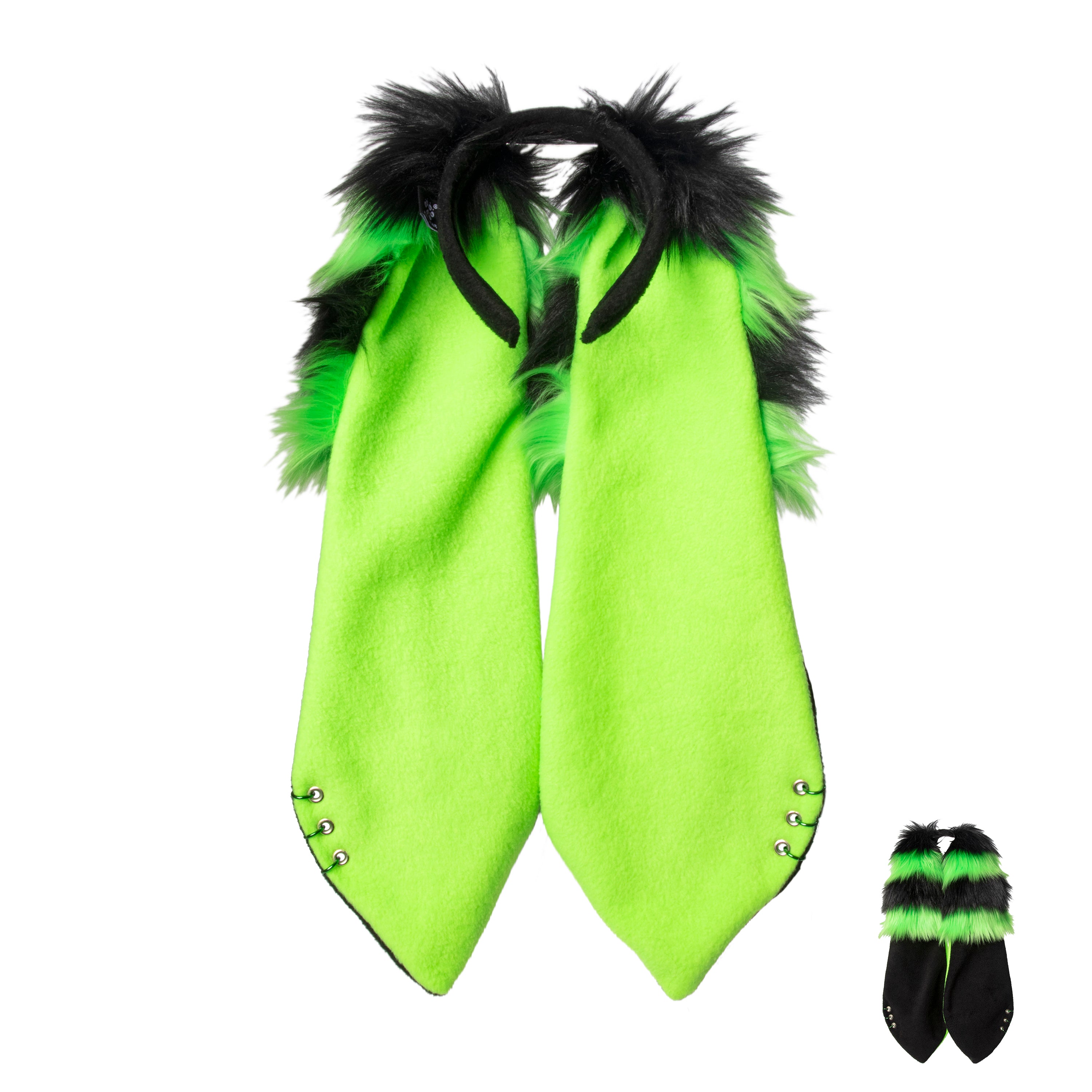 Lime Pawstar Floppy Bunny Ear+ Headband - bunny ears headband for costumes, cosplay, fursuit, fashion, therian