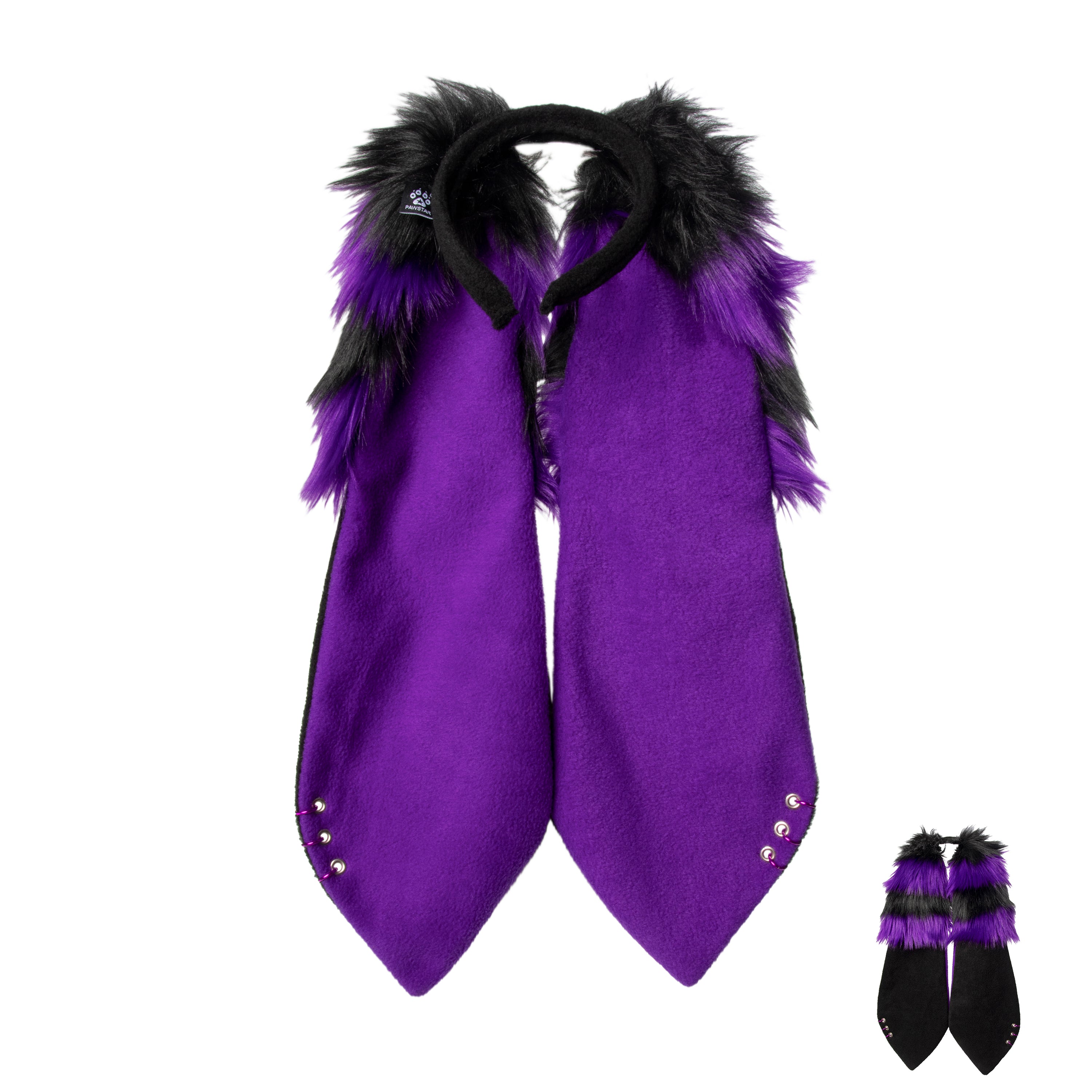 Purple Pawstar Floppy Bunny Ear+ Headband - bunny ears headband for costumes, cosplay, fursuit, fashion, therian