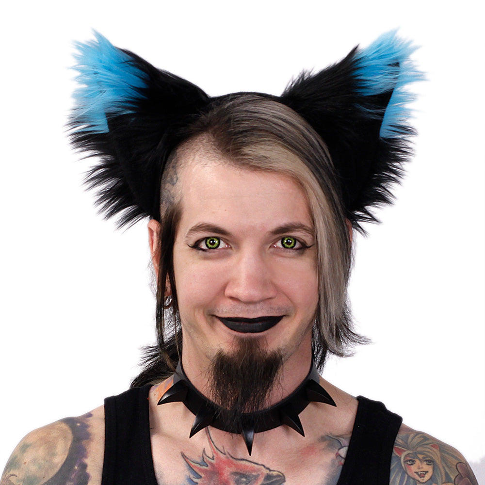 Teal Turquoise Pawstar Fox Yip Tip Ear Headband - fox ear headband for costumes, cosplay, fursuit, fashion, therian